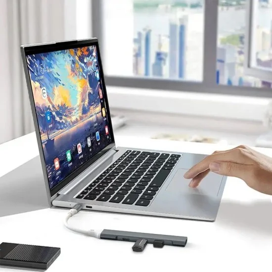 Porodo ALUMINUM Multi-Port USB-C Hub 5Gbps Data Transfer - Gray